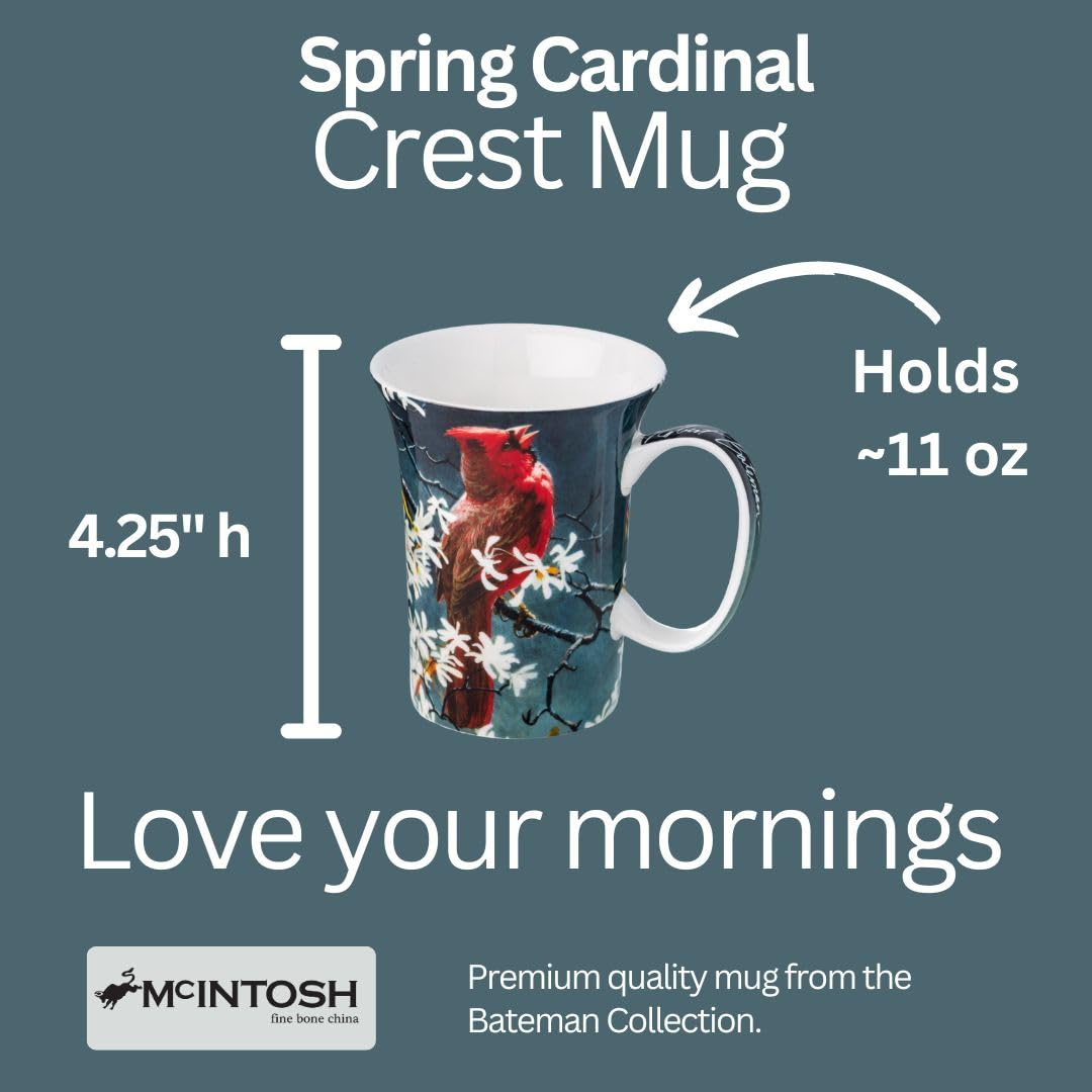 McIntosh Robert Bateman Spring Cardinal Fine Bone China (11 oz) Crest Mug in Matching Gift Box