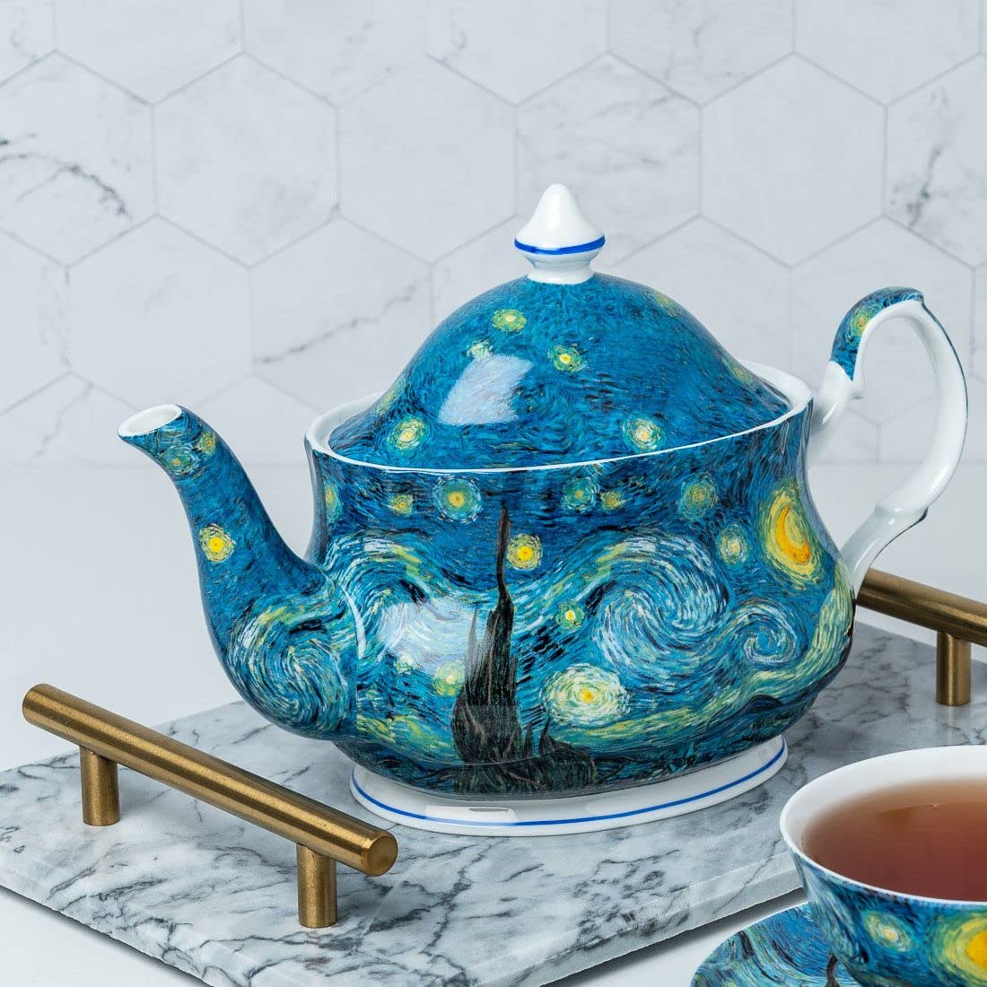 McIntosh Van Gogh Starry Night Fine Bone China Teapot (6 Cups or 1.2L)