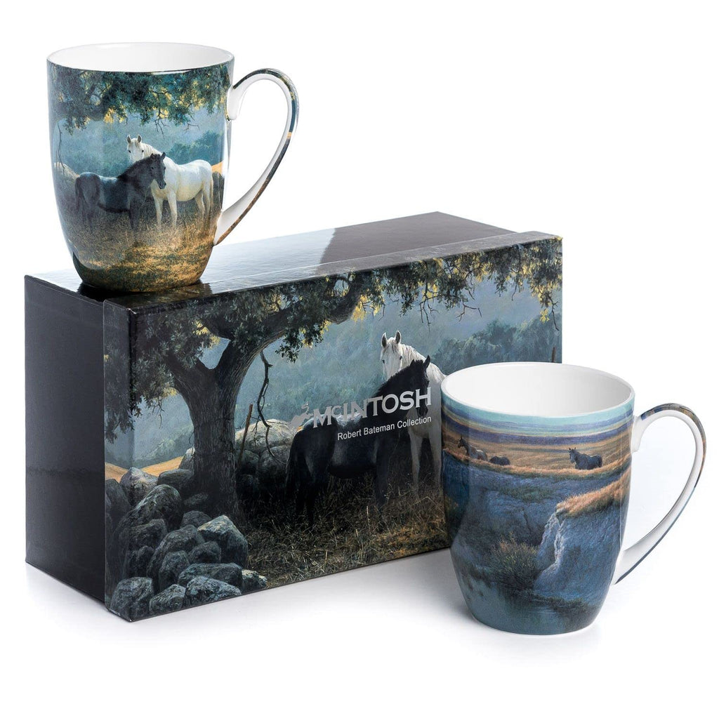 McIntosh Robert Bateman Horses Set of 2 Fine Bone China Mugs