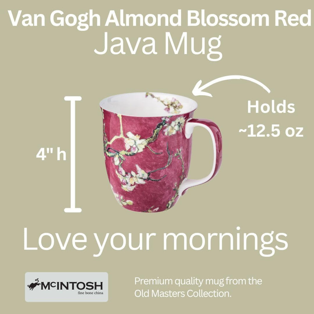 McIntosh Old Master - Vincent van Gogh Almond Blossom Red (12.5 oz) Fine Bone China Java Mug in Matching Gift Box