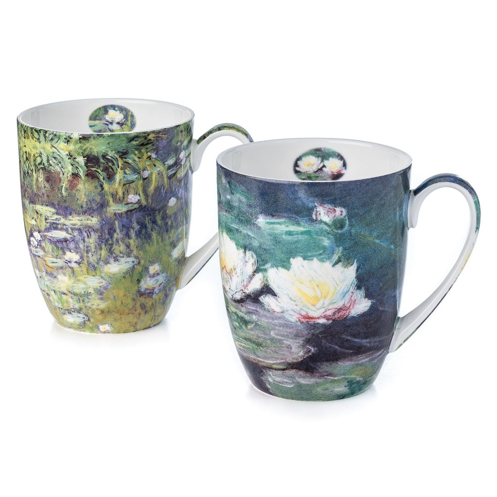 McIntosh Monet Water Lilies Fine Bone China (13 oz) Set of 2 Mugs in Matching Gift Box
