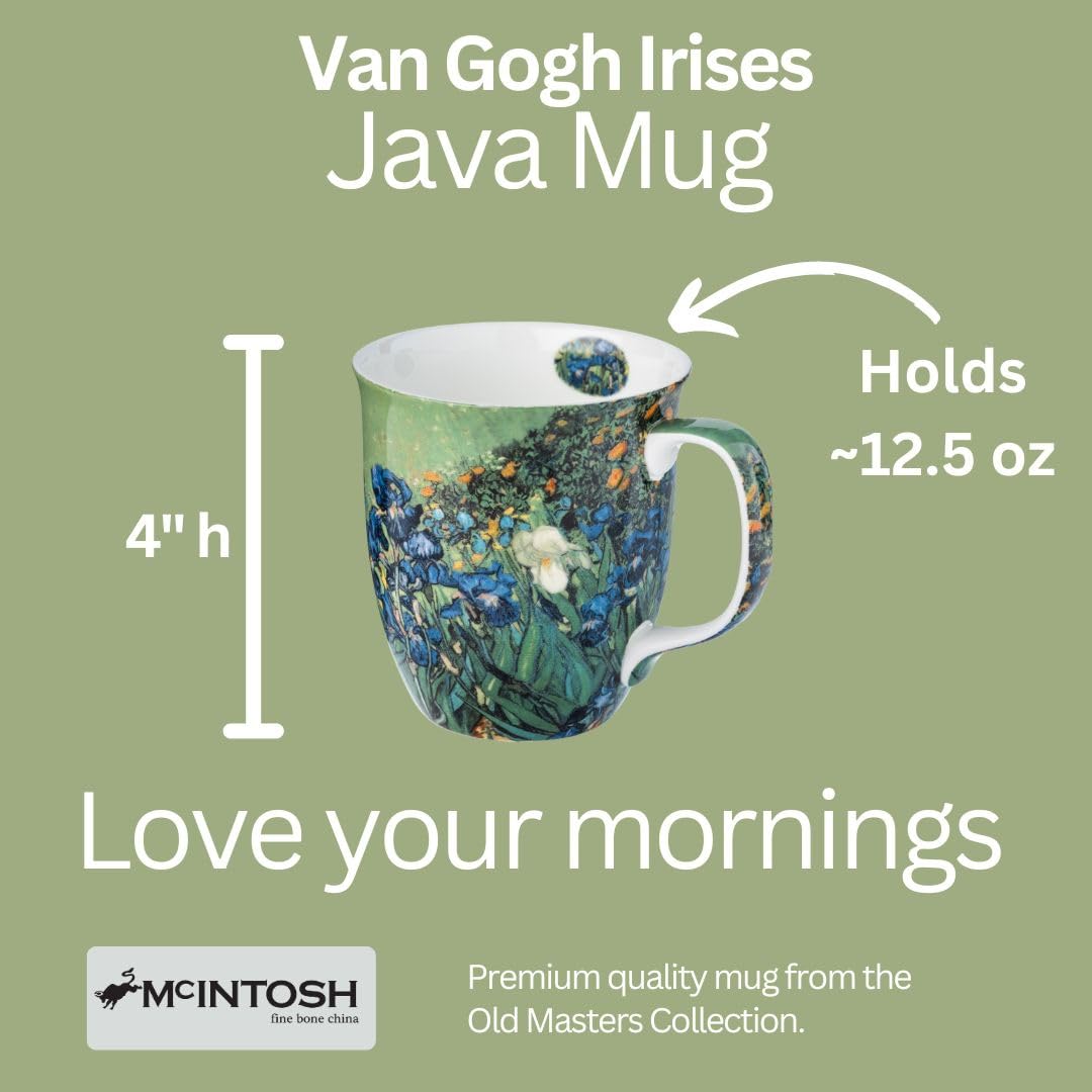 McIntosh Old Master - Vincent van Gogh Irises (12.5 oz) Fine Bone China Java Mug in Matching Gift Box