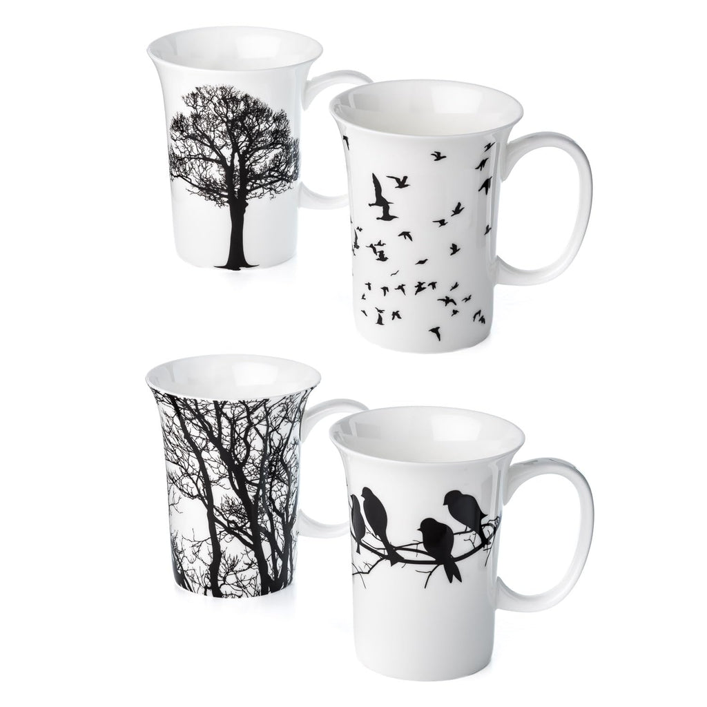 McIntosh Eternal Silhouette Fine Bone China (11 oz) Set of 4 Mugs in Matching Gift Box