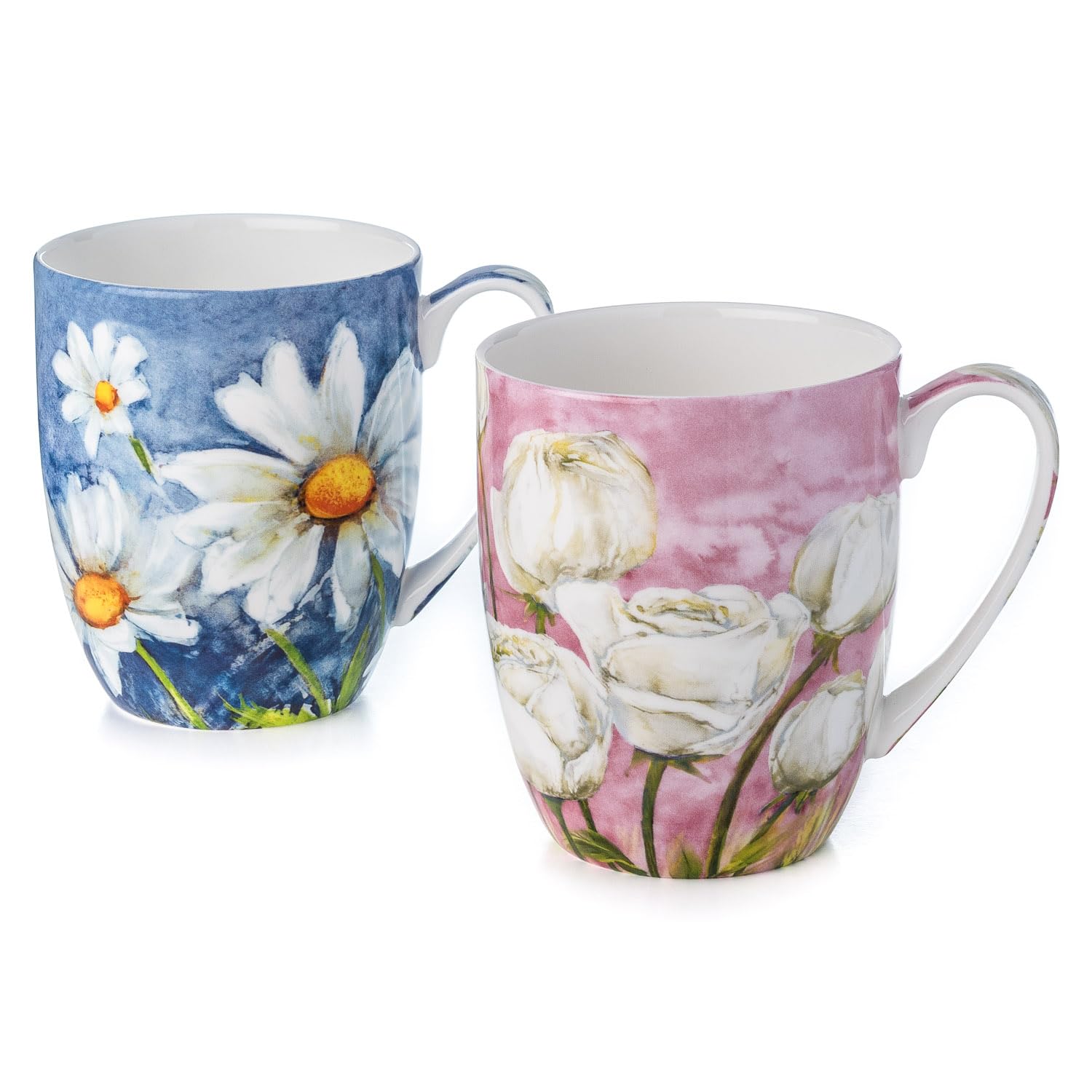 McIntosh Morning Flowers Fine Bone China Set of 2 Mugs