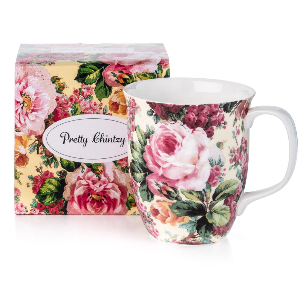 McIntosh Chintz Rose Bouquet Fine Bone China Java Mug (12.5 oz)