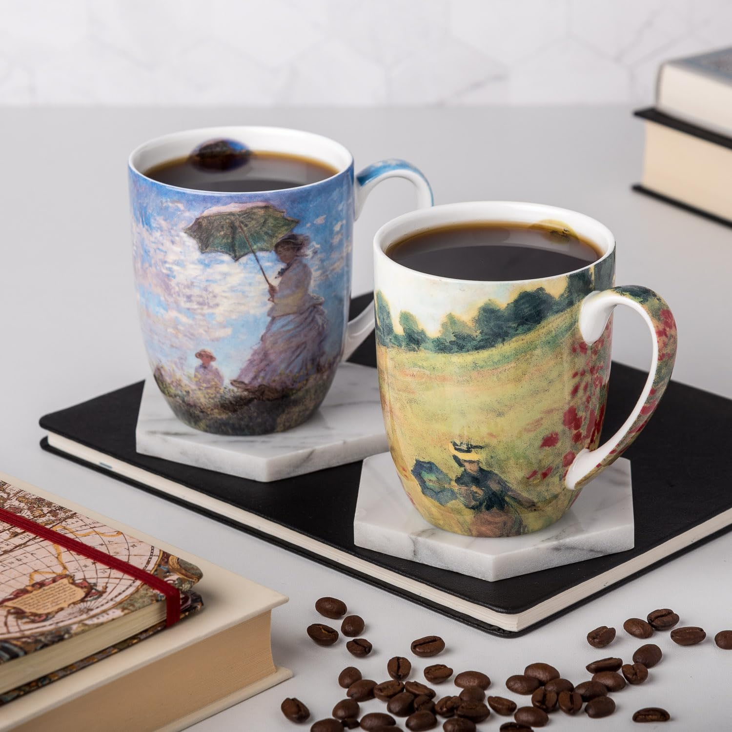 McIntosh Claude Monet Scenes with Women Fine Bone China Set of 2 Mugs