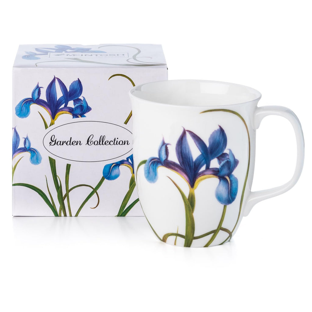 McIntosh Garden Collection Blue Iris Fine Bone China (12.5 oz) Java Mug in Matching Gift Box