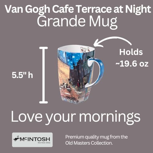McIntosh Vincent Van Gogh Cafe Terrace At Night Fine Bone China (19.6 oz) Grande Mug in Matching Gift Box