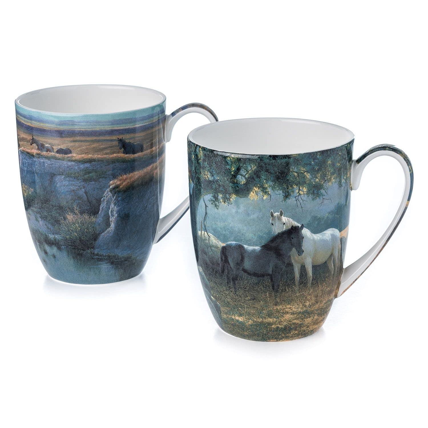 McIntosh Robert Bateman Horses Set of 2 Fine Bone China Mugs