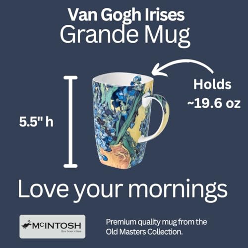 McIntosh Vincent Van Gogh Irises Fine Bone China (19.6 oz) Grande Mug in Matching Gift Box