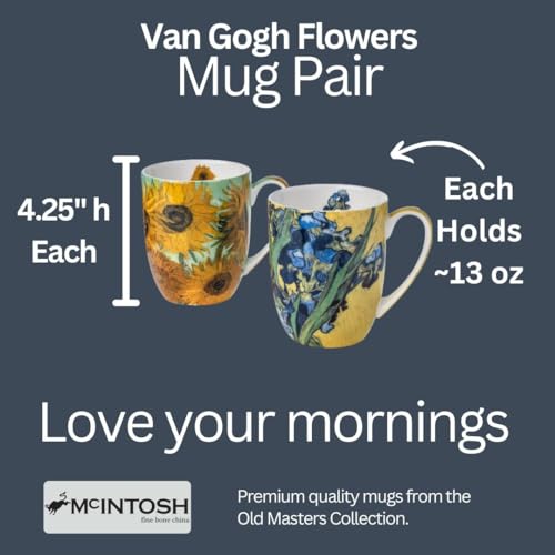 McIntosh MC020162 Van Gogh Flowers Mug Pair, Multicolors