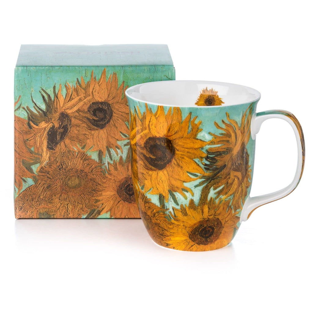 McIntosh Van Gogh Sunflowers Green Fine Bone China Java Mugs (12.5 oz)