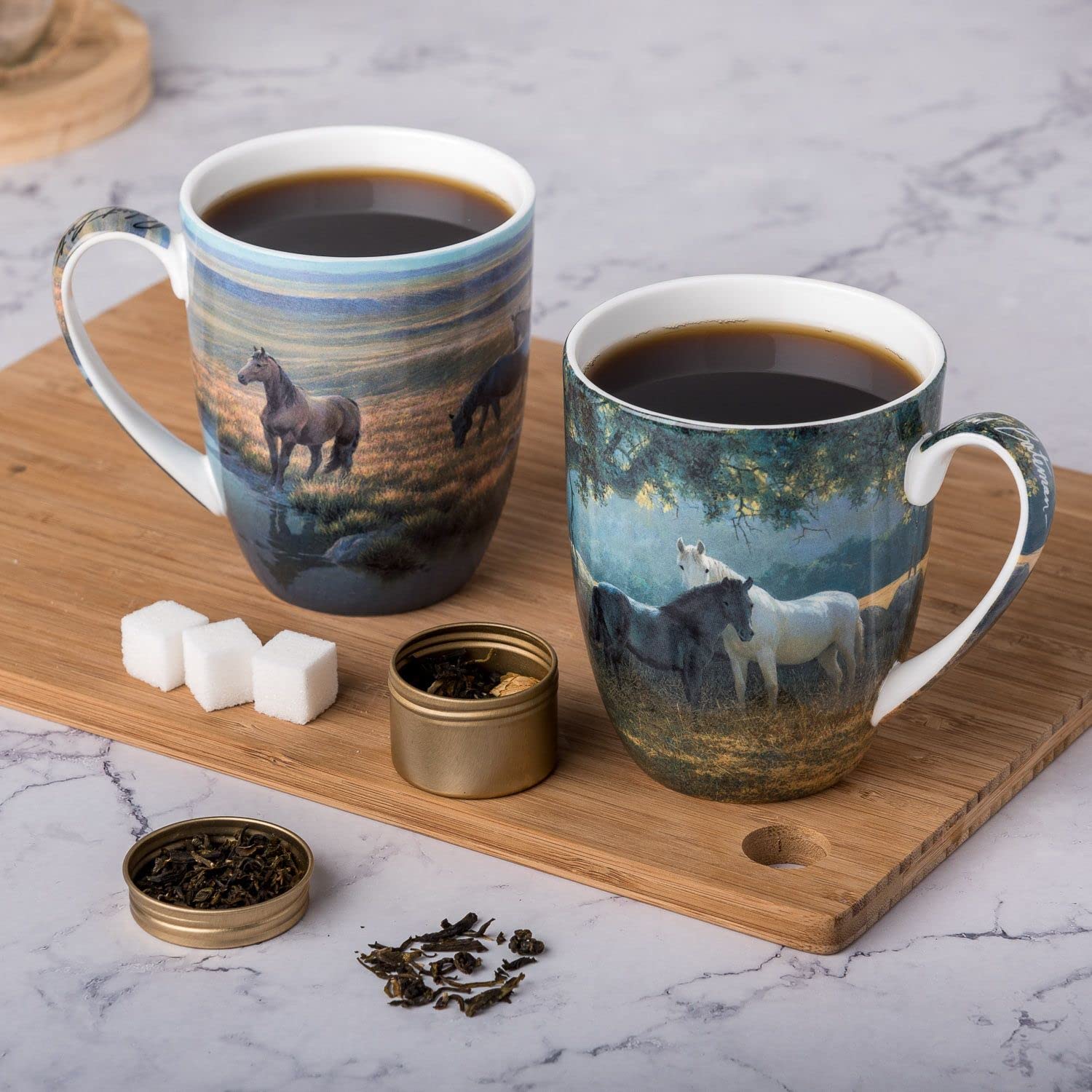 McIntosh Robert Bateman Horses Set of 2 Fine Bone China Mugs