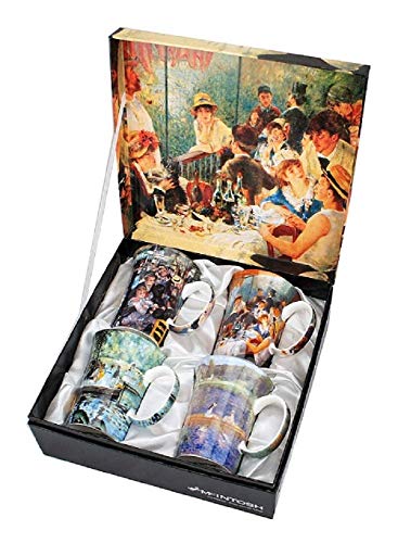 McIntosh Pierre-Auguste Renoir Fine Bone China (11 oz) Set of 4 Mugs in Matching Gift Box