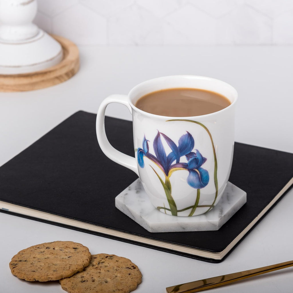 McIntosh Garden Collection Blue Iris Fine Bone China (12.5 oz) Java Mug in Matching Gift Box