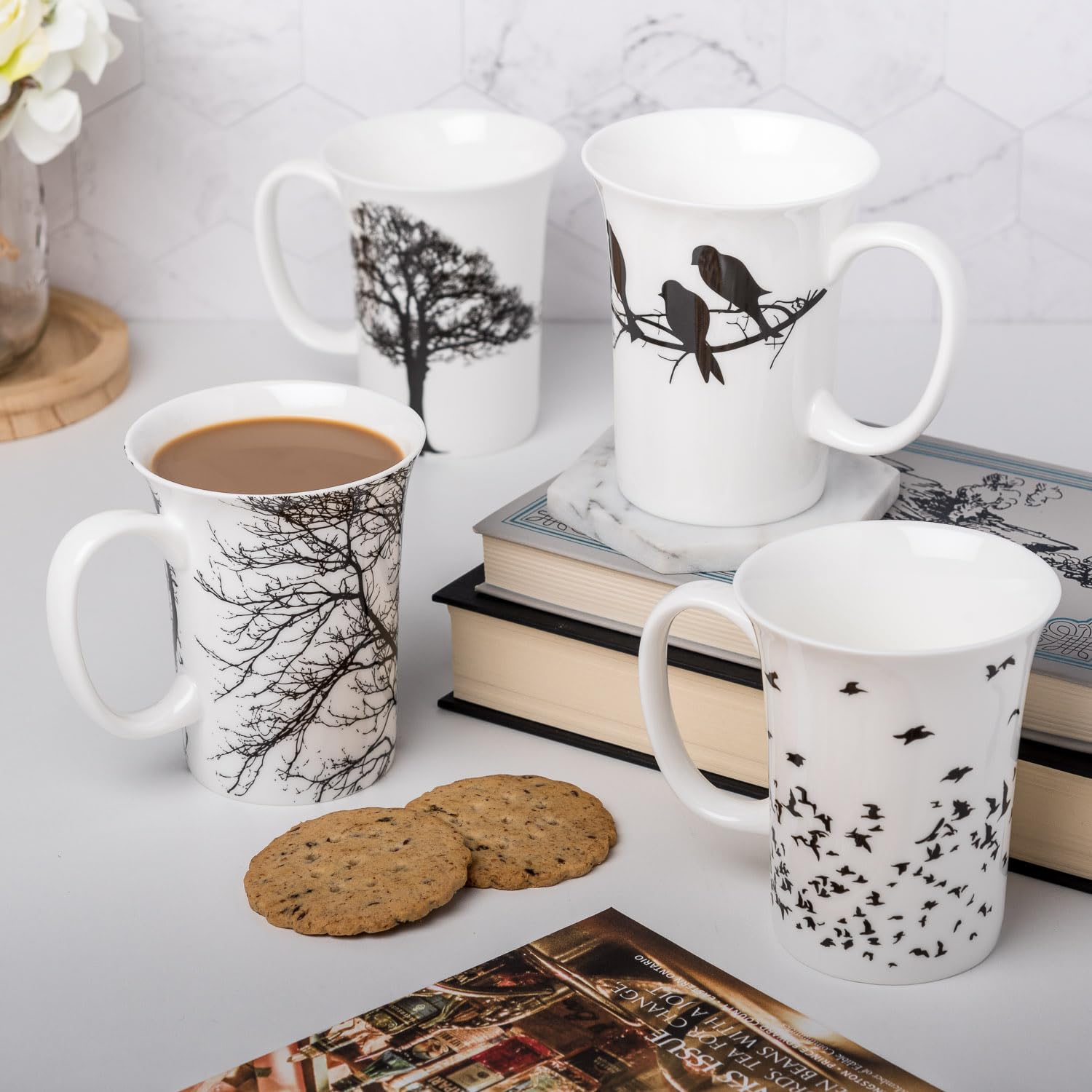 McIntosh Eternal Silhouette Fine Bone China (11 oz) Set of 4 Mugs in Matching Gift Box