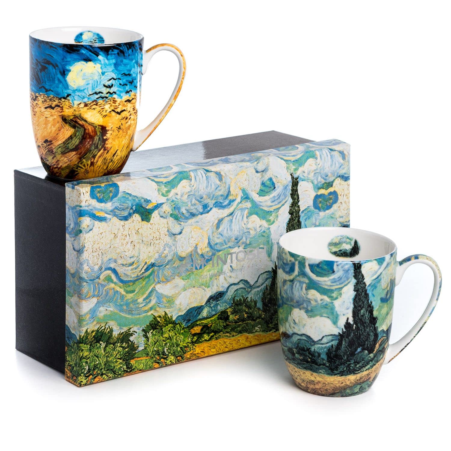 McIntosh Van Gogh Wheatfields Fine Bone China Set of 2 Mugs (13 oz)
