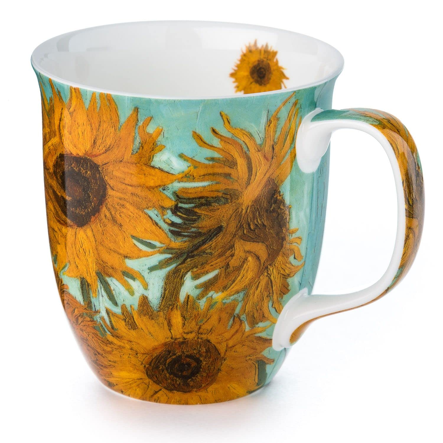 McIntosh Van Gogh Sunflowers Green Fine Bone China Java Mugs (12.5 oz)