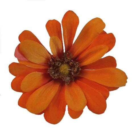 Small Zinnia Artificial Flower Hair Clip/Pin Brooch, Orange Mustard