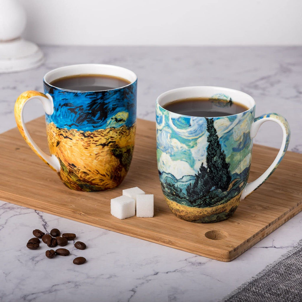 McIntosh Van Gogh Wheatfields Fine Bone China Set of 2 Mugs (13 oz)
